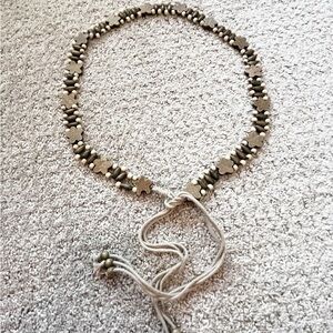 Womens Wooden Beaded Belt Floral Brown Tan Green Sz S M L Festival Boho Hippie